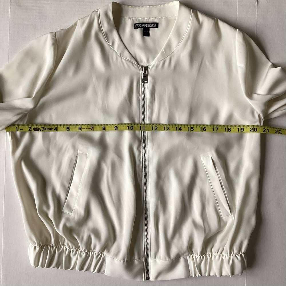 Express Ivory Cream Bomber Zip Up Jacket Size Small - Picture 8 of 12